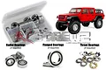 RC Screwz bearing kit for Axial SCX10 III Jeep JT Gladiator, showing a plastic storage box with various bearings and a red RC Jeep model.