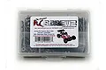 RC Screwz stainless steel screw kit for Arrma Typhon BLX in a clear plastic divided storage container with a product label.