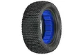 Pro-Line 2.2 inch Hole Shot 3.0 RC buggy front tyre with a bright blue foam insert, shown from a side angle against a white background.