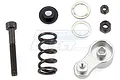 Rovan silver aluminium servo saver assembly kit including a metal arm, spring, bolt, washers, and lock nuts on a white background.