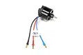E-Flite 480 brushless motor with black casing, silver shaft, and three wires with bullet connectors and a label marked 480.