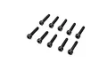 A set of ten black metal cap head screws with hex sockets, arranged in two rows on a white background.