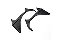 Two black plastic Losi front roll cage support parts for an RC vehicle, shown on a white background.