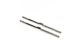 Two silver metal RC turnbuckles with threaded ends and a central hexagonal adjustment section, isolated on a white background.
