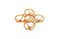 A clear orange BetaFPV drone frame with four integrated propeller guards, viewed from a high angle against a white background.