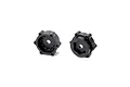 Two black metal 17mm hex wheel adapters with 12mm offset, shown from front and back angles against a white background.