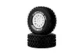 Two Method RC 1.2 Geoform all-terrain tyres mounted on white 12-spoke rims, stacked vertically against a white background.