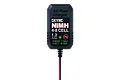 SkyRC eN18 NiMH peak charger unit with status LED and cable, showing 4-8 cell compatibility and 1.2 Amp output.