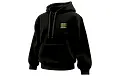 A black CaddxFPV branded hoodie featuring a triple-stacked logo on the chest with the middle logo in yellow.