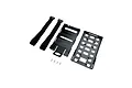 Pro Boat SSL battery mount and holder set including two black velcro straps, two black plastic mounting plates, and four small silver screws.