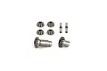 A set of RGT differential bevel gears and pins for RC vehicles, including four small bevel gears, two larger bevel gears, and two metal pins.