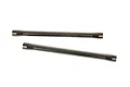 Two grey aluminium suspension linkages for an RC car, shown against a plain white background.
