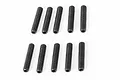 Ten black metal grub screws arranged in two rows of five against a white background.