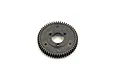 Kyosho 56T black plastic RC car spur gear shot from directly above against a plain white background.