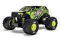 ARRMA Gorgon Grom electric 4WD RC monster truck in yellow and black against a white background.