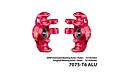 GPM Aluminium Steering Hubs in red with larger bearings, showing left and right pieces against a white background.