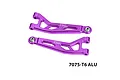 GPM aluminium front upper suspension arms in purple, presented on a plain white background with visible text indicating material.