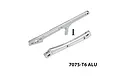GPM aluminium front and rear chassis braces in silver with mounting hardware and 7075-T6 ALU text.