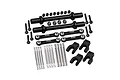 GPM Aluminium Front & Rear Sway Bar Set in black, showing sway bars, links, brackets, and hardware on a white background.