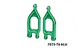 GPM green anodised aluminium front upper suspension arms for RC models, presented against a plain white background.