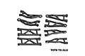 GPM Aluminium Complete Suspension Arm Set in black featuring eight various metal suspension arms laid out on a white background with text reading 7075-T6 ALU in the corner.