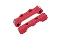 GPM red anodised aluminium rear lower suspension pin braces shown on a clean white background.