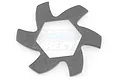 A gunmetal grey aluminium brake disc fin for RC vehicles featuring a six-pointed star design with a hexagonal center hole.