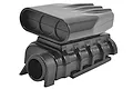 RPM 1/10 black plastic intake and blower set viewed from the front angle against a plain white background.