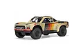 ARRMA MOJAVE 6S RC Short Course Truck in beige with retro livery, shown from a studio three-quarter angle on a white background.