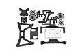 RPM RC black plastic body mount components and a silver metal plate laid out on a white background.