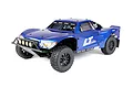 Studio product photo of the Rovan ELT320S V2 blue RC short course truck on a white background.