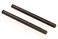 Two black metal suspension arm pins for RC vehicles, shown against a plain white background.