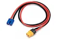 Female XT60 to male EC3 RC charging lead made with 14AWG silicone wire displayed on white background.
