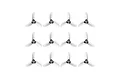 Set of twelve clear grey 3-blade propellers for RC drones arranged in a 3x4 grid against a white background.