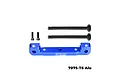 GPM blue aluminium front upper suspension mount with two hinge pins and two screws on a white background.