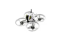 CaddxFPV Curve Micro FPV drone in white with protective propeller ducts, FPV camera, and antenna against a dark background.