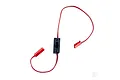 Futaba SSW-GS switch harness featuring a black slide switch, red and black wires, and red connectors against a white background.