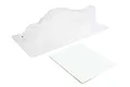 Kyosho MP10e TK12 unpainted clear body shell and decal sheet on a white background