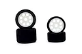 Kyosho 1/12 scale front and rear foam tyres with white rims displayed in a set of four against a white background.