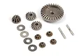 BlackZon metal differential gear set components laid out on a white studio background.