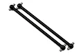 Two black metal RC model car driveshafts with cross pins at both ends, presented on a plain white background.