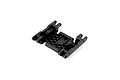 Black moulded plastic RGT RC chassis mount shown from an elevated angle on a white background.