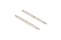 Two shiny metal threaded linkages displayed diagonally against a clean white background.