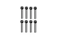 Eight RGT fine thread cap head screws arranged neatly in two rows against a clean white background.
