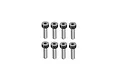 A set of eight RGT fine thread cap head screws arranged in two rows of four against a clean white background.