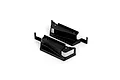 Two black molded plastic dust guards designed for rear left and right sides, shown on a plain white background.