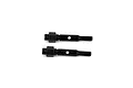 Two black metal threaded shafts with hexagonal collars and drilled holes displayed against a plain white background.