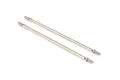 Two metallic threaded steering linkage rods shown against a plain white studio background.