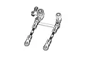 Black and white line art diagram of an RC steering bell crank and drag link assembly.