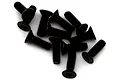 A cluster of black countersunk socket head screws shown against a plain white background.